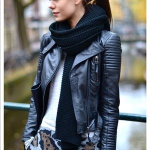 Zara Lambskin Black Leather Jacket Small